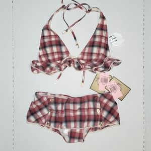 NWT!! Juicy Couture Cherry Plaid Ruffle 2-piece